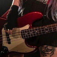 red bass guitar